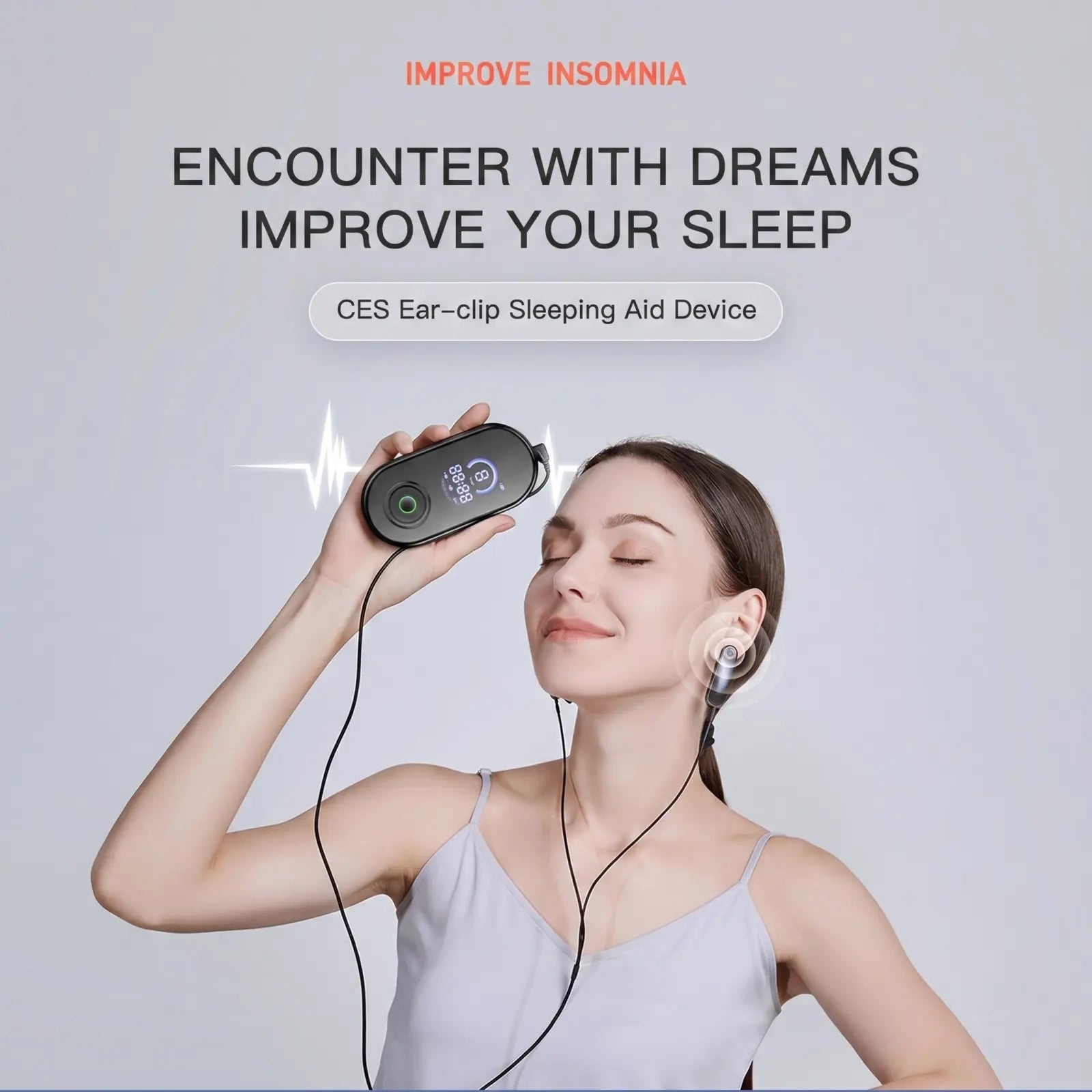 CES Ear-Clip Sleep Aid Device with Micro-Current Stimulation, 3 Modes, 9 Intensity Levels, Rechargeable Portable Sleep Support Device