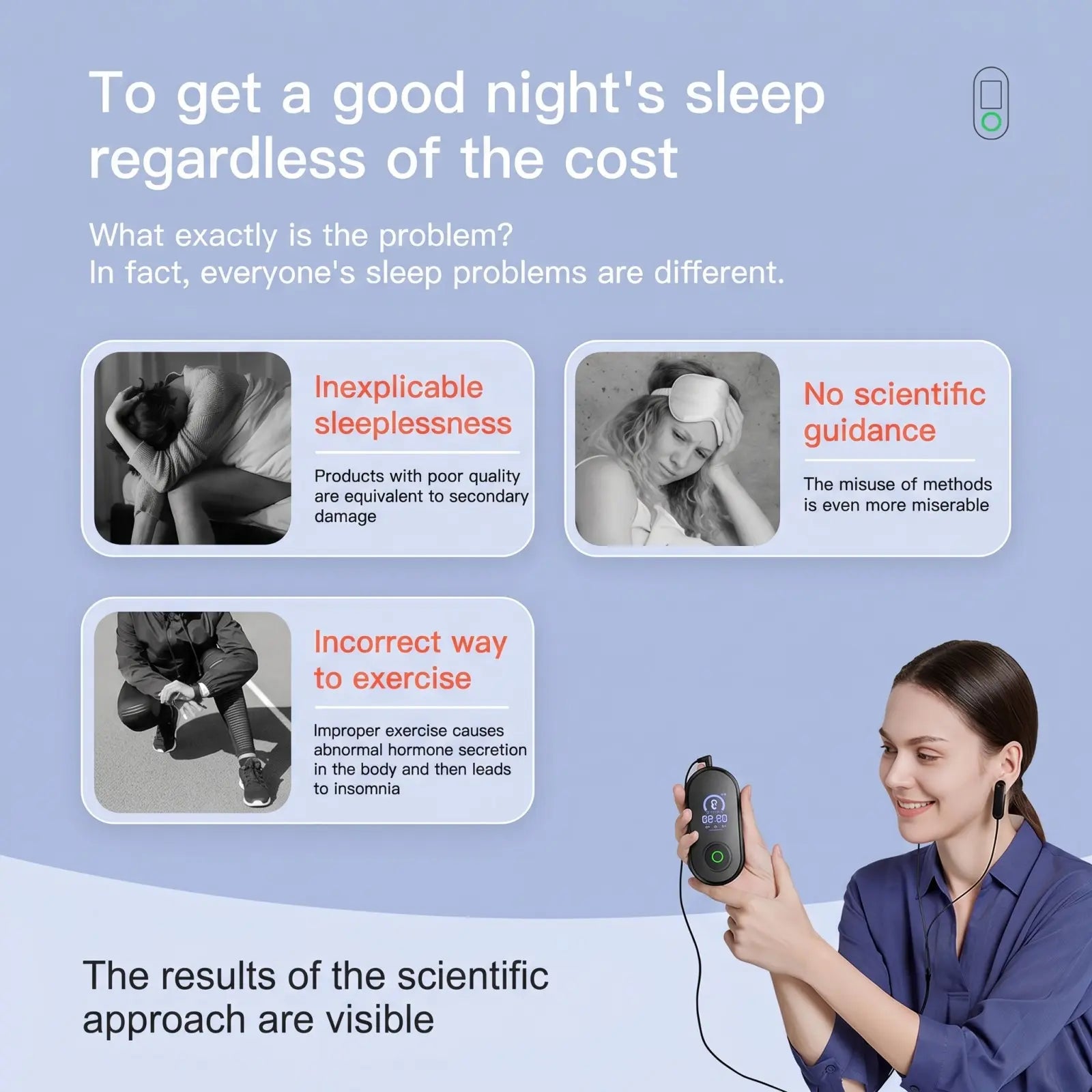 CES Ear-Clip Sleep Aid Device with Micro-Current Stimulation, 3 Modes, 9 Intensity Levels, Rechargeable Portable Sleep Support Device
